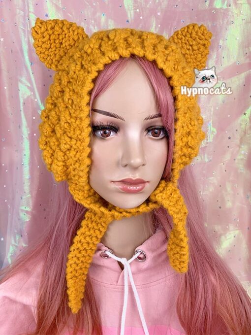 Crochet Cat Ear Warmers Yellow 1