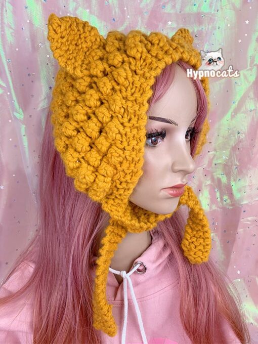 Crochet Cat Ear Warmers Yellow 2