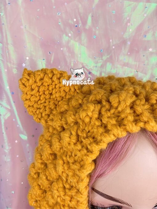 Crochet Cat Ear Warmers Yellow 3
