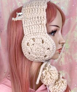 Crochet Flower Ear Warmers Beige 1