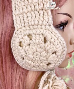 Crochet Flower Ear Warmers Beige 2