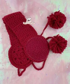 Crochet Flower Ear Warmers Red 3