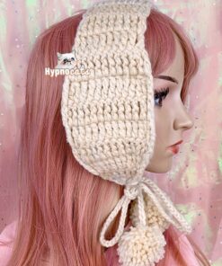 Crochet Oval Ear Warmers Beige 1