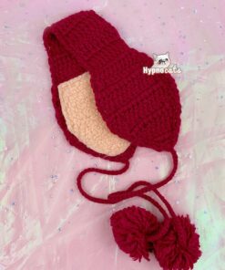 Crochet Oval Ear Warmers Red 1