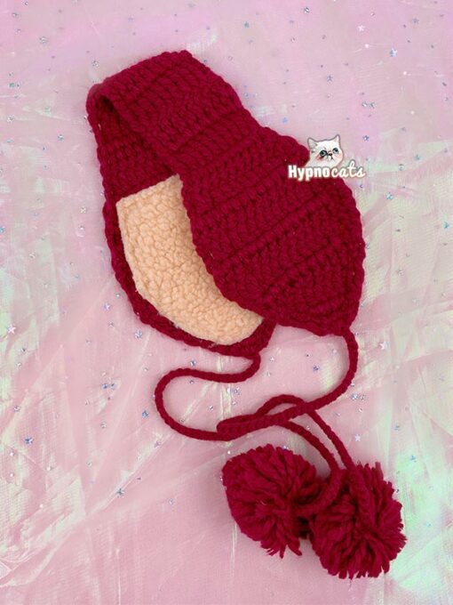 Crochet Oval Ear Warmers Red 1