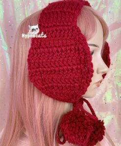 Crochet Oval Ear Warmers Red 2