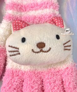 Cute Animal Fleece Gloves Cat Pink 2