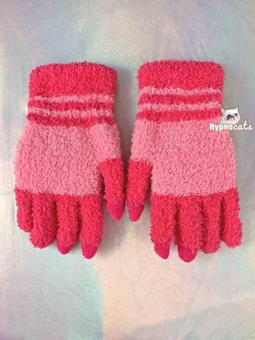 Cute Animal Fleece Gloves Rabbit Pink 3