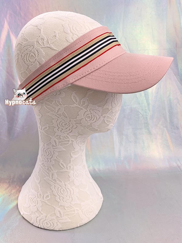 Striped Tennis Visor Hat Pink 1