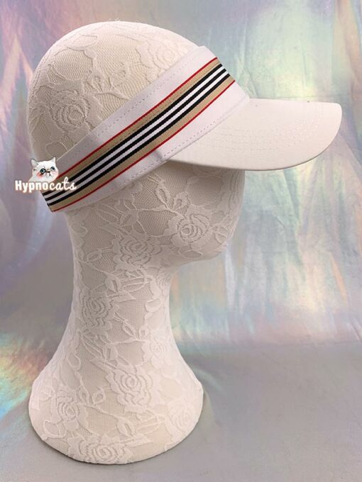Striped Tennis Visor Hat White 1