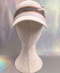 Striped Tennis Visor Hat White 2