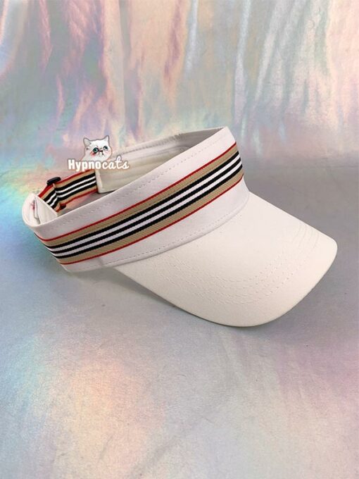 Striped Tennis Visor Hat White 4