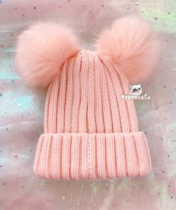 Pom Pom Winter Hat Pink 1