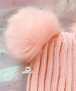 Pom Pom Winter Hat Pink 2