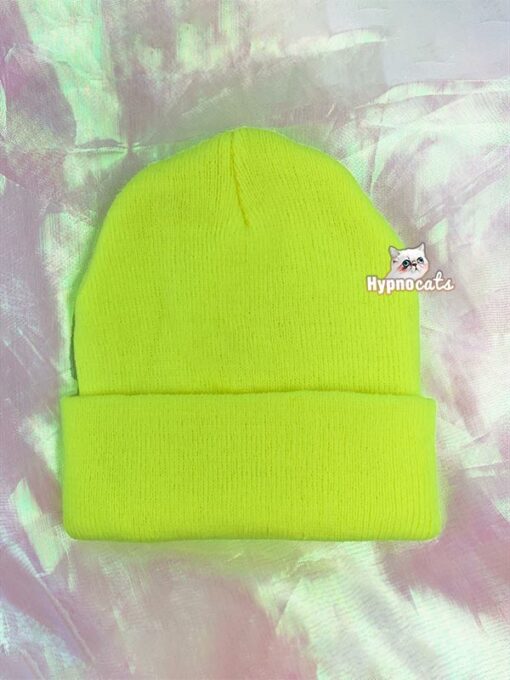 Simple Beanie Hat Neon Yellow 1