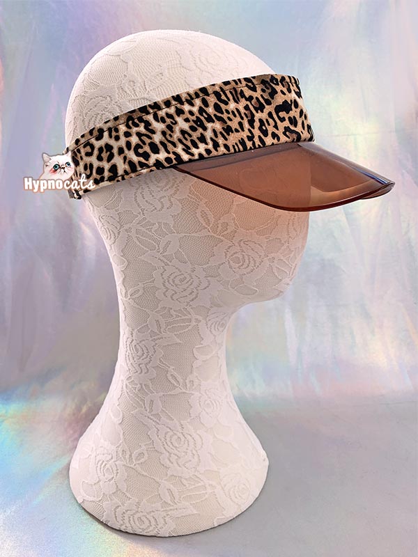 Plastic Visor Hat Leopard Brown 1