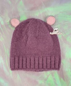 Mouse Ears Kids Winter Hat Purple 1