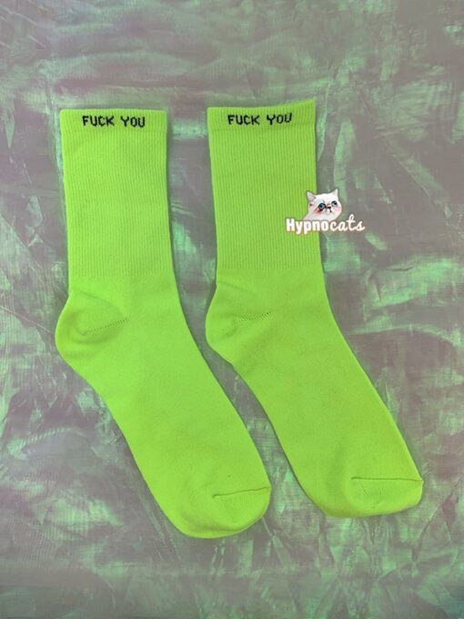Fuck You Neon Socks Green 1
